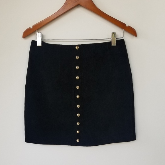 X by NBD Black Leather Suede Skirt - Picture 2 of 8
